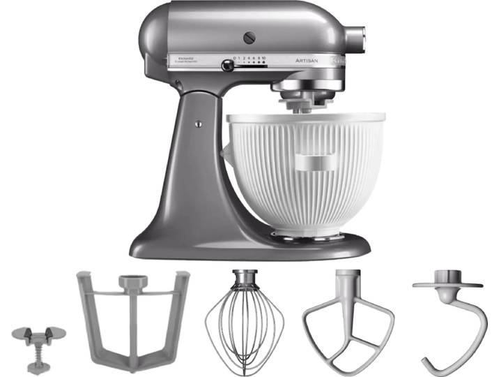 KitchenAid Artisan Mixer 5KSM125 Contourzilver + IJsbereider