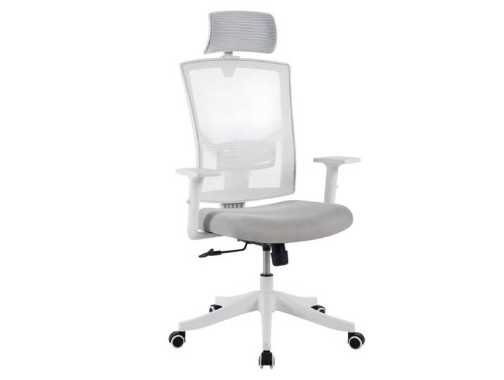 Fauteuil de bureau ergonomique à dossier-Chaise de Bureau-tête réglables-accoudoirs relevables-Dossier inclinable blanc