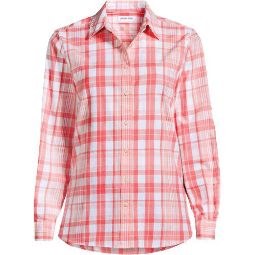 Lange leichte Flanellbluse für Damen in Plus-Größe, Damen, size: plus, Pink, by Lands' End