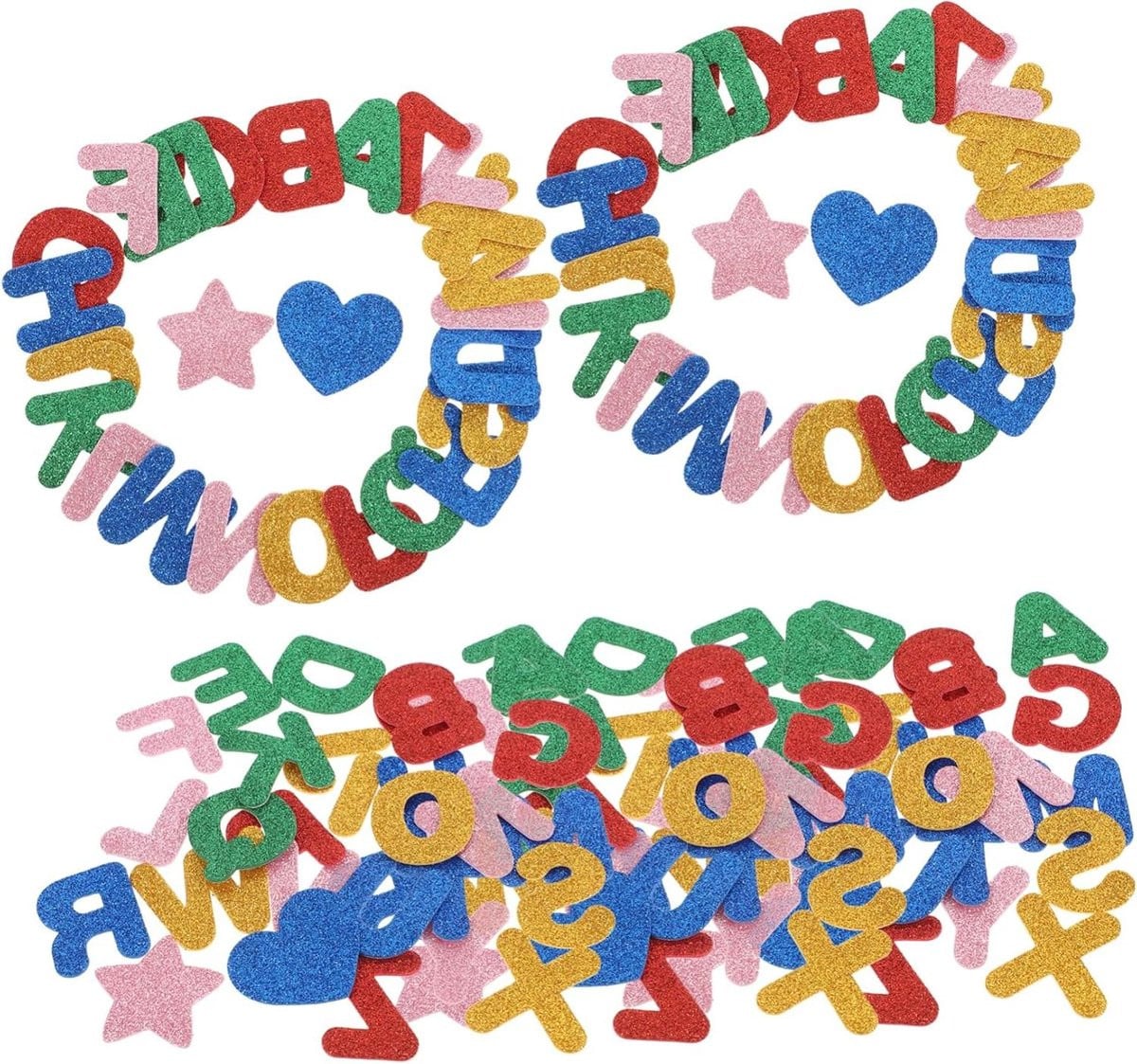 Alfabet Letter Stickers met Glitter Afwerking - 5 Zakjes - Rood