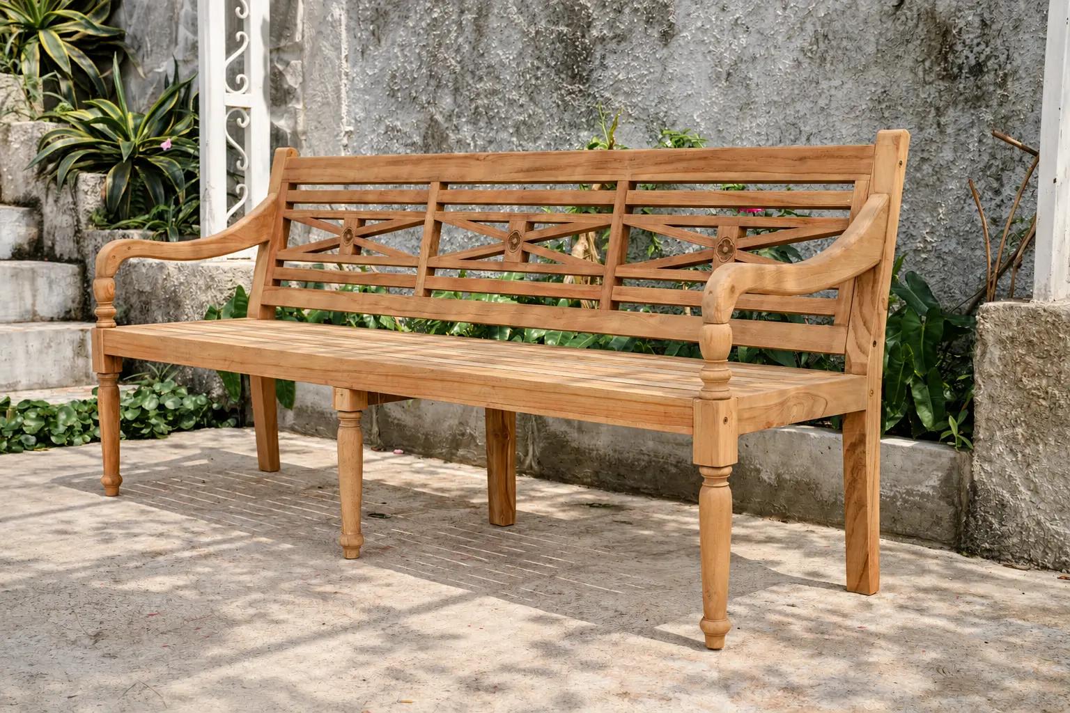 Teakea - Teak-Bank mit Ablagefläche, 200 cm - Aus recyceltem, umweltfreundlichem Teakholz - Nachhaltige Gartenbank