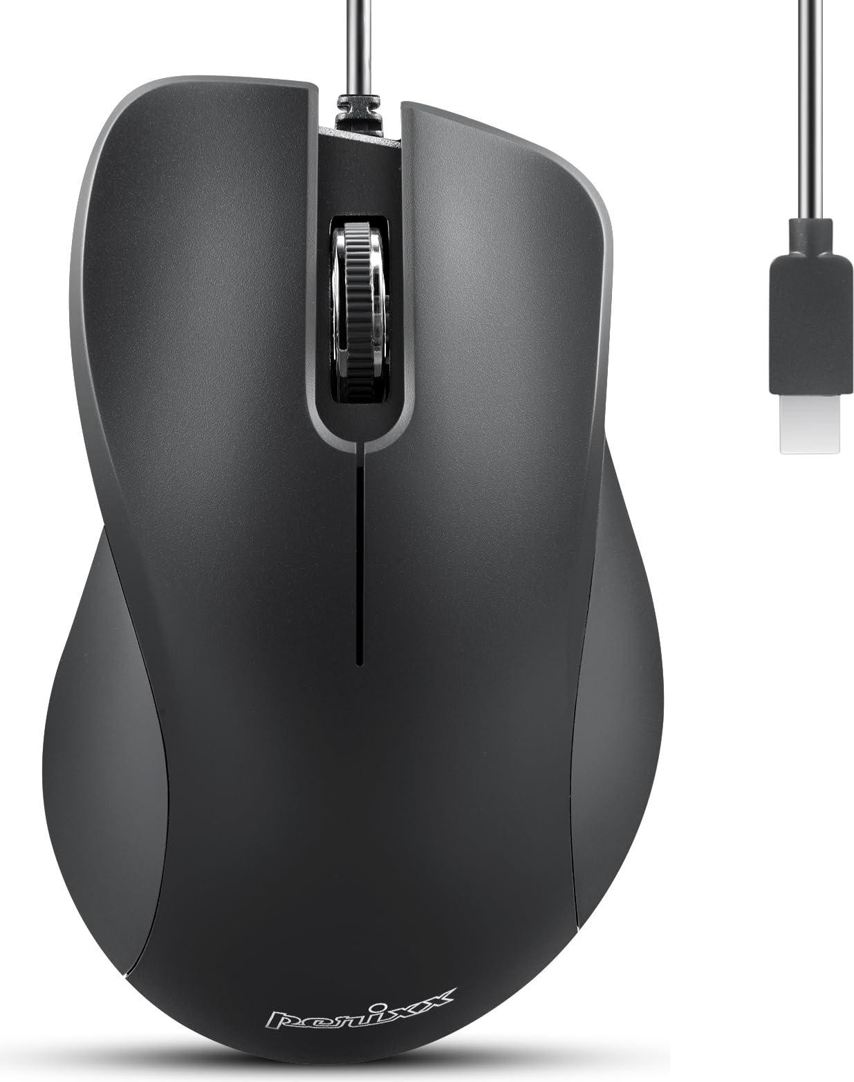 Perixx PERIMICE-221C Ergonomische muis met kabel en USB Type-C aansluiting
