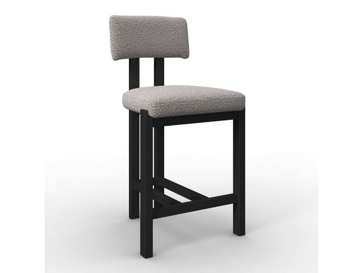 Barhocker Jonna Hellgrau Bouclé Gepolstert