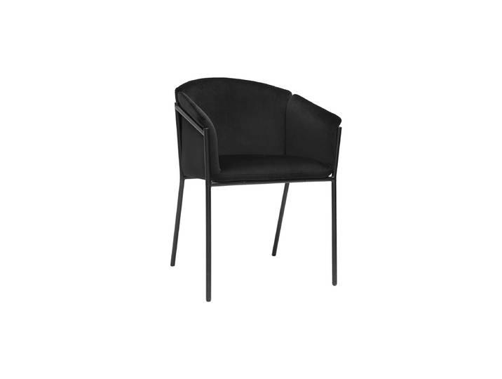 Chaise design noire en tissu velours et métal BRIANE