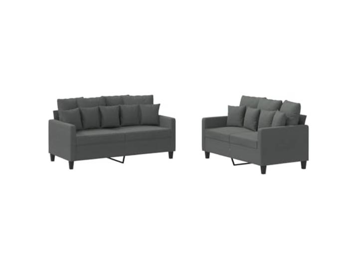 Todiikf 2-TLG Sofagarnitur mit Kissen Dunkelgrau Polstersofa Set Komfortable Sitzgruppe fürs Wohnzimmer mit dicker Schaumstoff-Polsterung und robuster Metall-Sperrholz-Konstruktion.