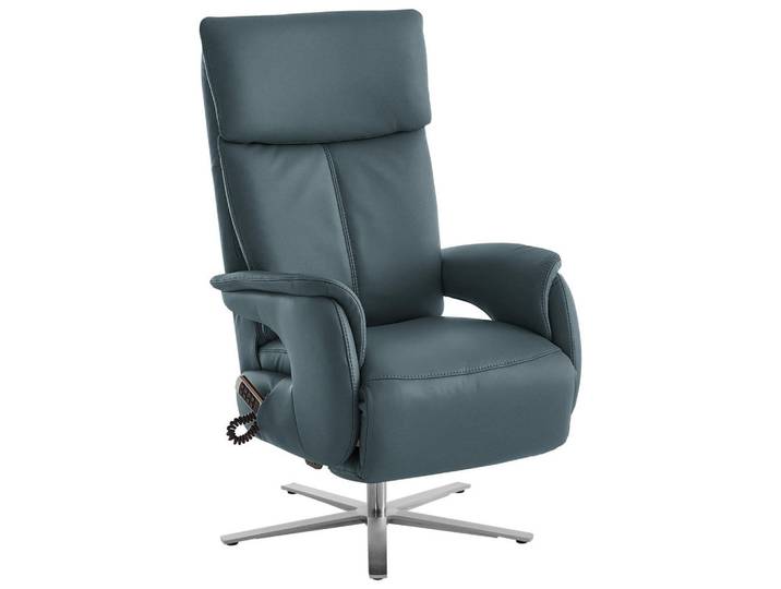Cantus Relaxsessel, Blaugrau, Metall, Echtleder, Nappaleder, Longlife-Leder, 70x124x85 cm, Fußauswahl, Lederauswahl, Stoffauswahl, Relaxfunktion, Herz-Waage-Funktion, Wohnzimmer, Sessel, Ledersessel