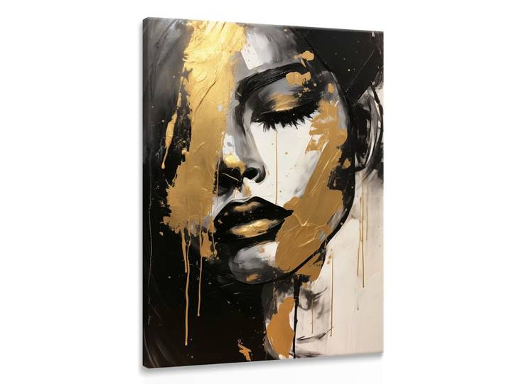 LEINWANDBILD Frau GESICHT Porträt Abstraktion Glamour Wanddeko für Wohnzimmer Br. 60cm x Hö. 90cm [C60-90]
