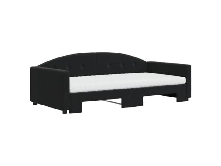 KTHLBRH Ausziehbares Schlafsofa mit Matratzen, schwarz, 100 x 200 cm, Samt 2 in 1, Gestell aus Holz und Metall, 2 Matratzen inklusive, Design mit Lattenrost