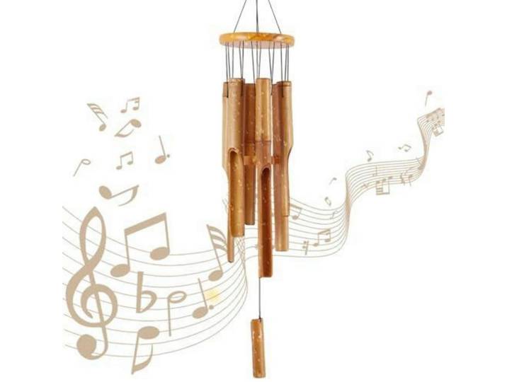 Windspiel Bambus 38 cm, Braun, Naturmaterialen, 18x38x38 cm, Dekoration, Gartendeko