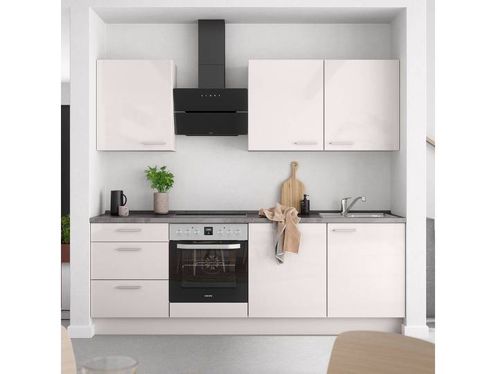 Küchenzeile High-Line Flash Kombi C 240cm Ausrichtung links Grau/Hellgrau ohne Elektrogeräte
