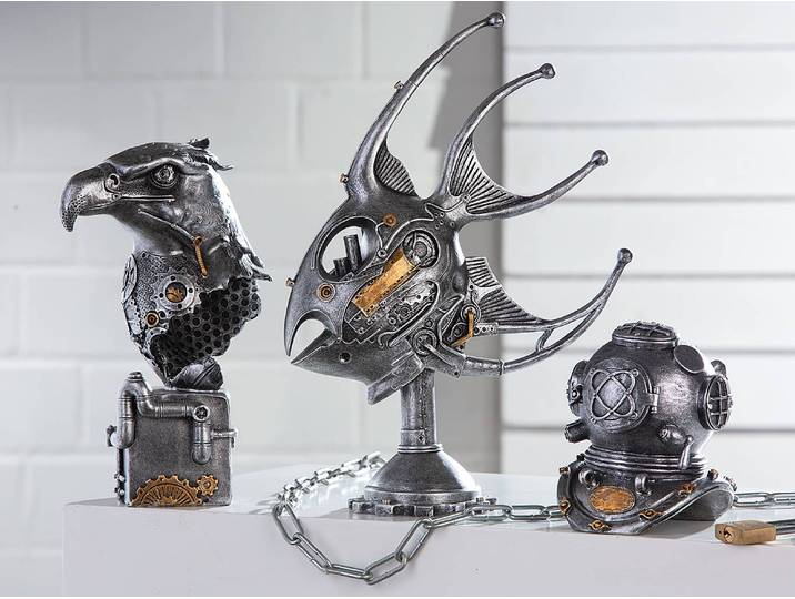Skulptur Steampunk Eagle 13 x 27 x 19cm Silber