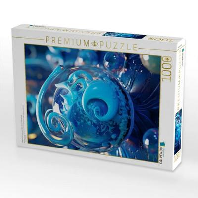 CALVENDO Puzzle Organische Form aus Glas wie ein blauer Ball | 1000 Teile Lege-Größe 64x48cm Foto-Puzzle für glückliche Stunden