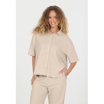 Outdoorbluse NOU "Natasha", Damen, Gr. 40, beige, 55% Leinen, 45% Viskose, bestickt, unifarben, normal, ohne Ausschnitt, Blusen, aus atmungsaktivem Material