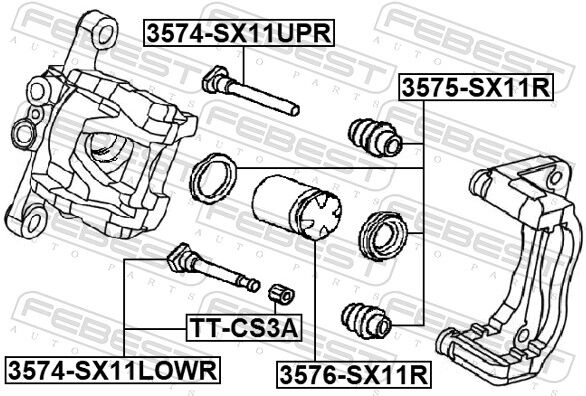 Febest Führungsbolzen, Bremssattel 3574sx11lowr Hinterachse Unten Für Geely