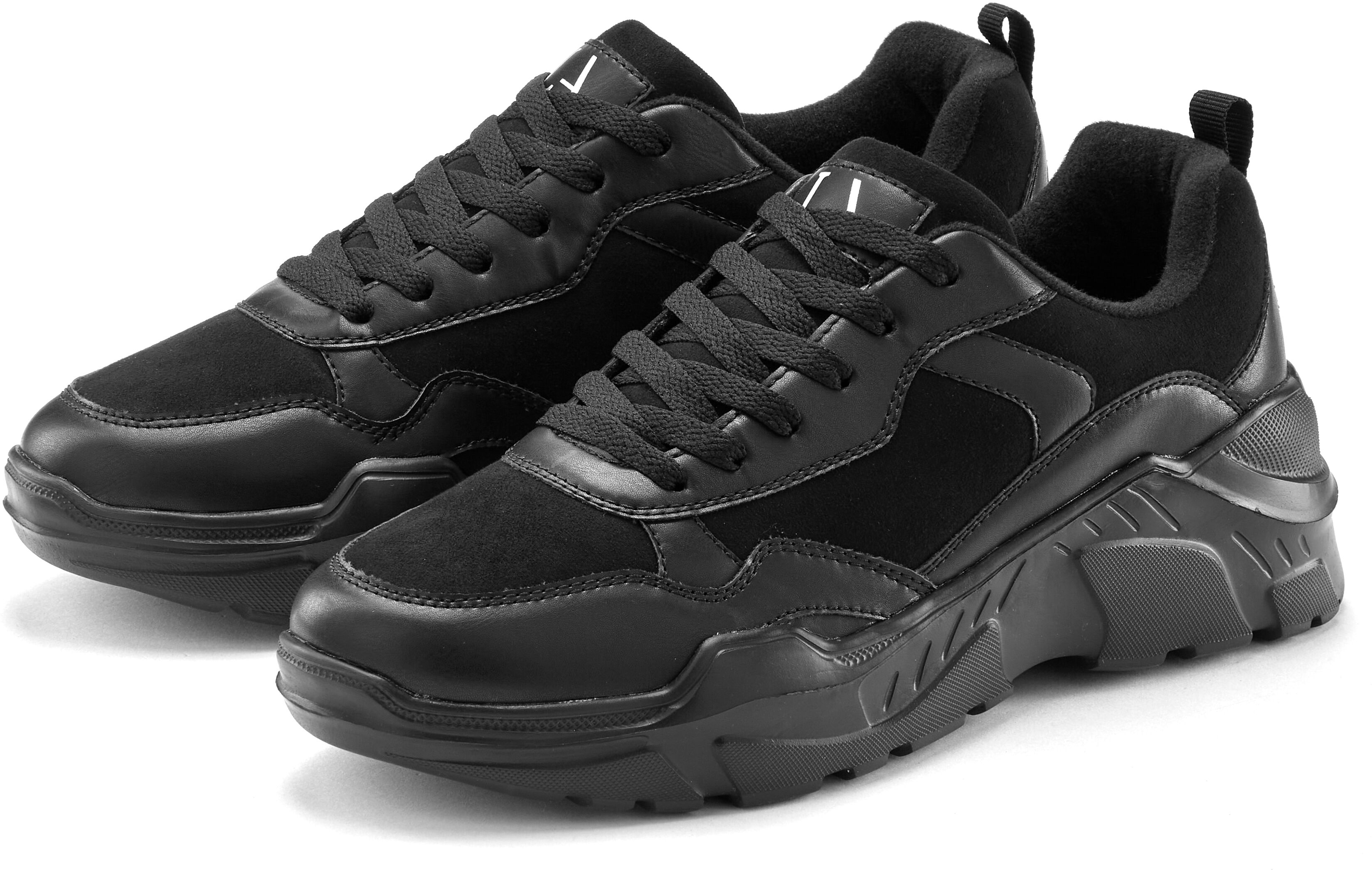 Sneaker LASCANA "Turnschuhe, Halbschuh, Sportschuh, Freizeitschuh, Schnürschuh", Damen, Gr. 39, Textil, schwarz (schwarz, schwarz), Obermaterial: 50% Lederimitat, 50% Textilmaterial. Decksohle: 100% Textilmaterial. Futter: 100% Textilmaterial. Laufsohle: 