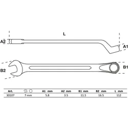 BGS Maul-Ringschlüssel gekröpft SW 7 mm - 30107