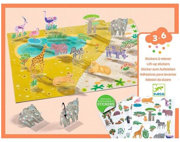 Coffret Stickers à relever Animaux - Djeco