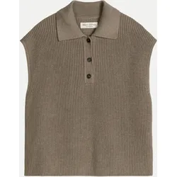 Strick-Poloshirt Ärmellos Braun M