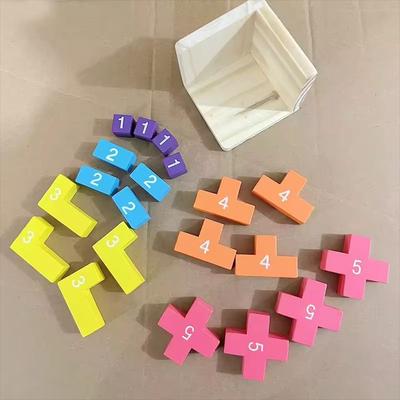 Inspire Curations 3D Luban Lock Puzzle Wooden Cube Interlocking IQ Challenge Toy numbers