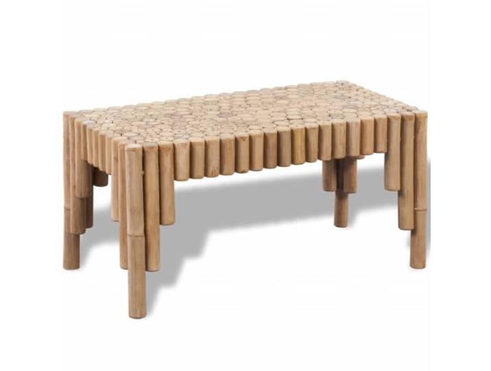 HEFZGDB Bambus Couchtisch Wohnzimmertisch mit authentischer Bambusfarbe und tropischem Flair, hochwertiges Bambusmaterial, witterungsbeständig und langlebig, leicht zu reinigen,