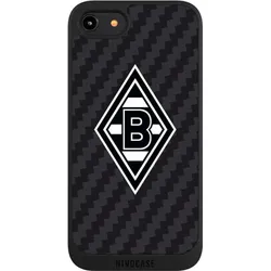 Nivocase Handyhülle für Apple iPhone 8 Hülle NIVOpure Case Schwarz Borussia Mönchengladbach Carbon Gladbach (Apple iPhone 8), Smartphone Hülle, Schwarz