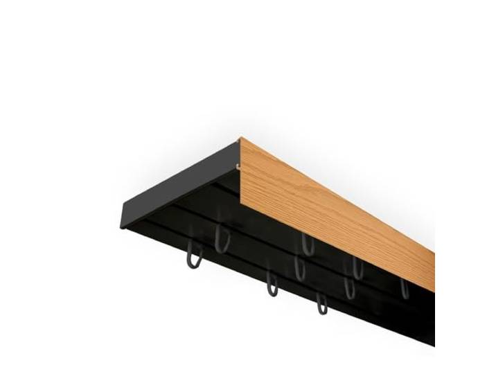 SN Deco Vorhangschiene SH 3-läufig Eiche Blende 5cm, Schwarz, 120cm