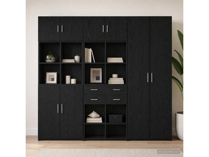 vidaXL Lagerschrank mit Regalen Schwarz Eichen-Optik