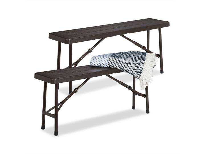 Bierbank 2er-Set Holzoptik Dunkelbraun