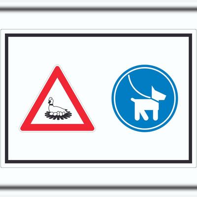 HB-Druck Achtung Brutzeit Hund bitte anleinen Symbol Aufkleber A2 (420x594mm)