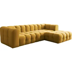 ECKSOFA Mochi L-Form 5-Sitzer Rechts, Samt, Senfgelb 290/75/193 cm