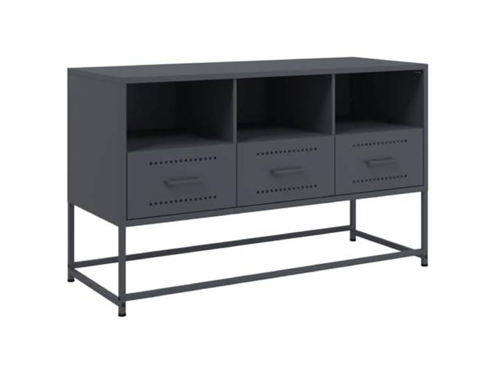 hliofuir TV-Schrank Anthrazit, 100,5x39x60,5 cm Lowboard aus Stahl Modernes TV-Möbel im Industrie-Design mit 3 Fächern und 3 Schubladen für Wohnzimmer und Schlafzimmer.