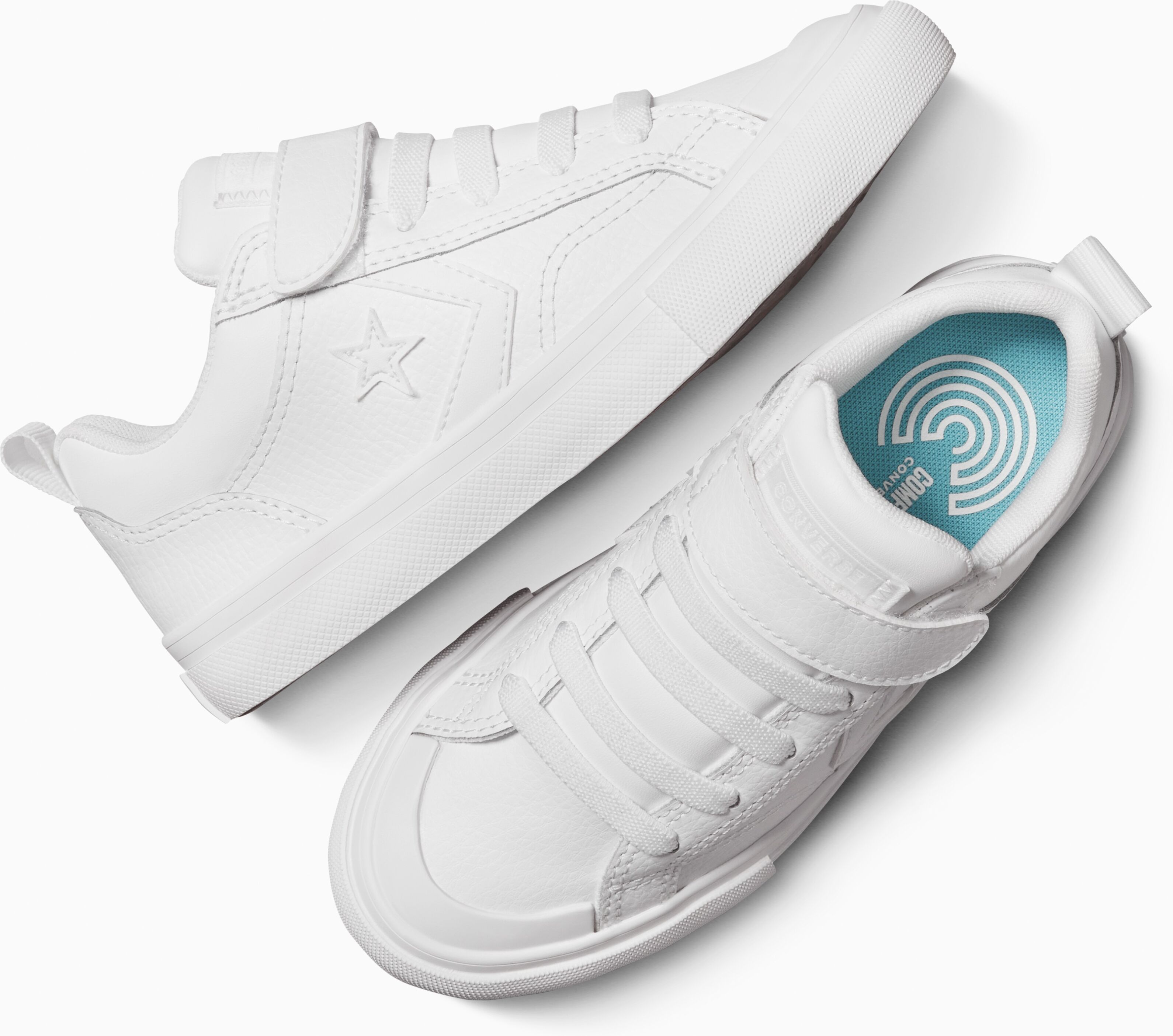 Sneaker CONVERSE "PRO BLAZE STRAP LEATHER", Jungen, Gr. 27, weiss (weiß), Leder, Schuhe Sneaker weiß 27