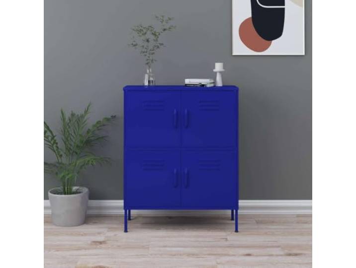 HPUYRFG Lagerschrank Marineblau 80x35x101,5 cm Stahl mit 2 Einlegeböden 2 verstellbare Böden, Stellfüße, leicht zu reinigen, robuste Stahlkonstruktion, vielseitig nutzbar