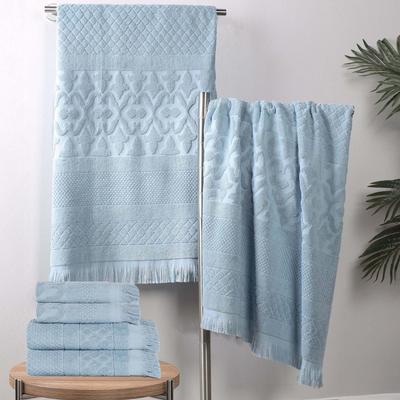 Superior Rolla Cotton Geometric Jacquard Plush Soft 6 Piece Towel Set
