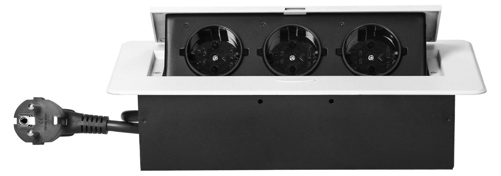 ORNO Inbouwstopcontact voor meubels OR-GM-9033(GS)/W, 3 Schuko-stopcontacten, mat wit