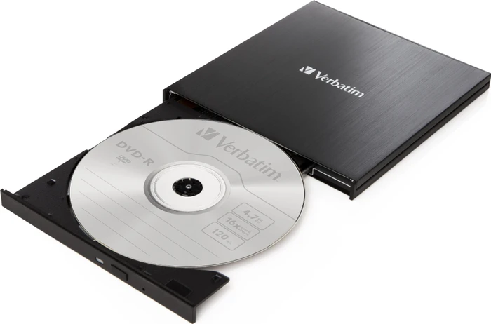 VERBATIM CD/DVD Slimline USB-C, schwarz