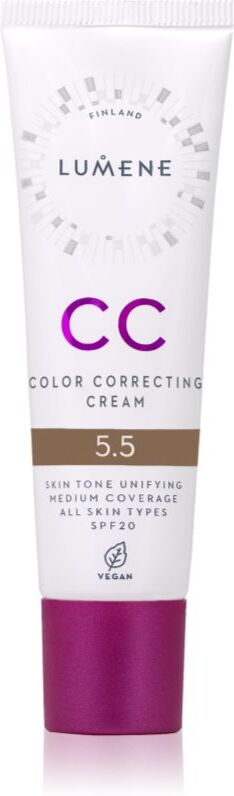 Lumene CC Color Correcting Cream CC cream for even skin tone SPF 20 shade 5.5 (Cool) 30 ml