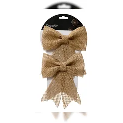 Christmas Decorations Schleifen Jute Optik 17cm 2er Set Geschenkschleifen Weihnachtsschleifen Dekoschleifen festliche Dekoration Weihnachten Hochzeit braun natur
