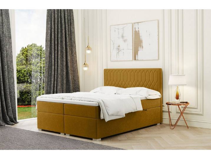 Fun Möbel Boxbett Schlafzimmerbett DUSTY in Stoff Riviera (Stoff Riviera, inkl. Bettkästen), inkl. Topper