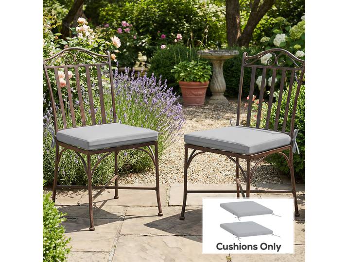 Outsunny Lot 2 Coussins Chaise Jardin 50x50 cm Gris Antidérapants