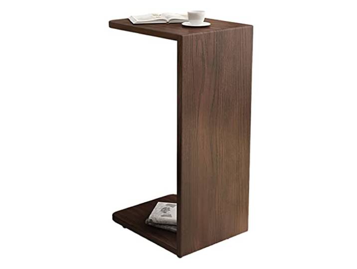 Kleiner Nachttisch aus Holz, Akzenttisch mit Feststellrad(Walnut)