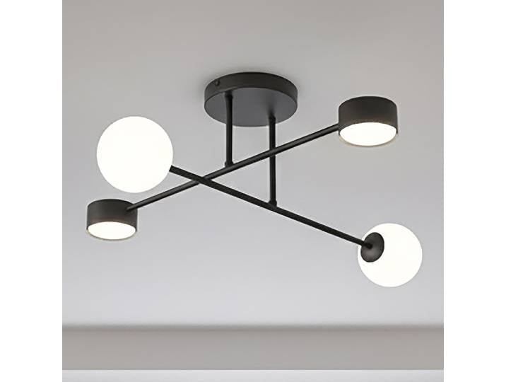 Plafonnier Holon 64 x 23 x 64cm Noir/Noir 4 Verre opale, acier G9/GX53