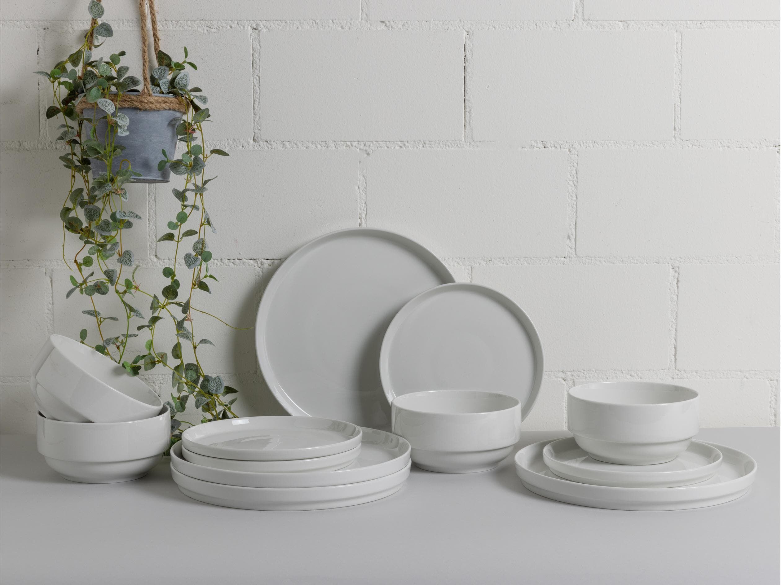 Geschirr-Set COCON "Bianco 12-teilig", weiss (weiß), 12 Stk., Porzellan, Geschirr-Sets, Geschirr-Set weiß 12 Stk.