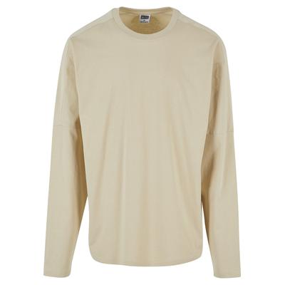 Longsleeve URBAN CLASSICS "Urban Classics Herren Raglan Back Longsleeve", Herren, Gr. L, beige (sand), 100% Baumwolle, unifarben, oversize, Rundhals, Shirts
