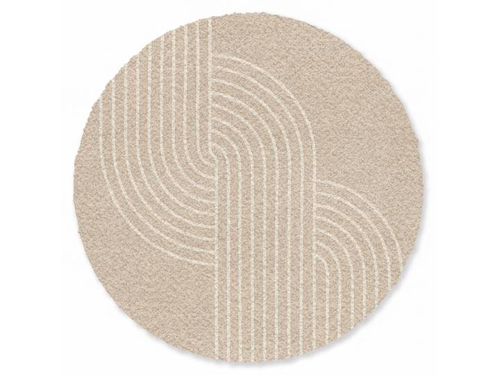 MuchoWow Fussmatte Parallele Linien - Leichte Textur - Beige Türmatte 120x120 cm, Kunststoff, Rund, 120x0.4 cm, rutschfeste Unterfläche, Teppiche und Böden, Schmutzfangmatten, Fußmatten