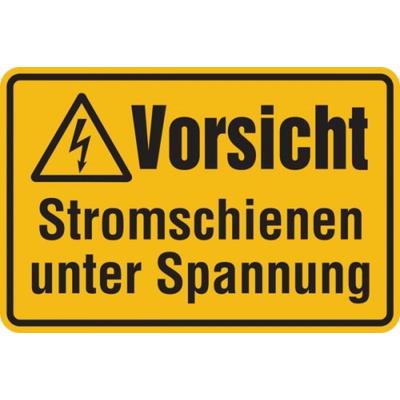 Warnschild, Vorsicht Stromschienen unter Spannung, 200 x 300 mm, Kunststoff - 300x200x1.5 mm Kunststoff