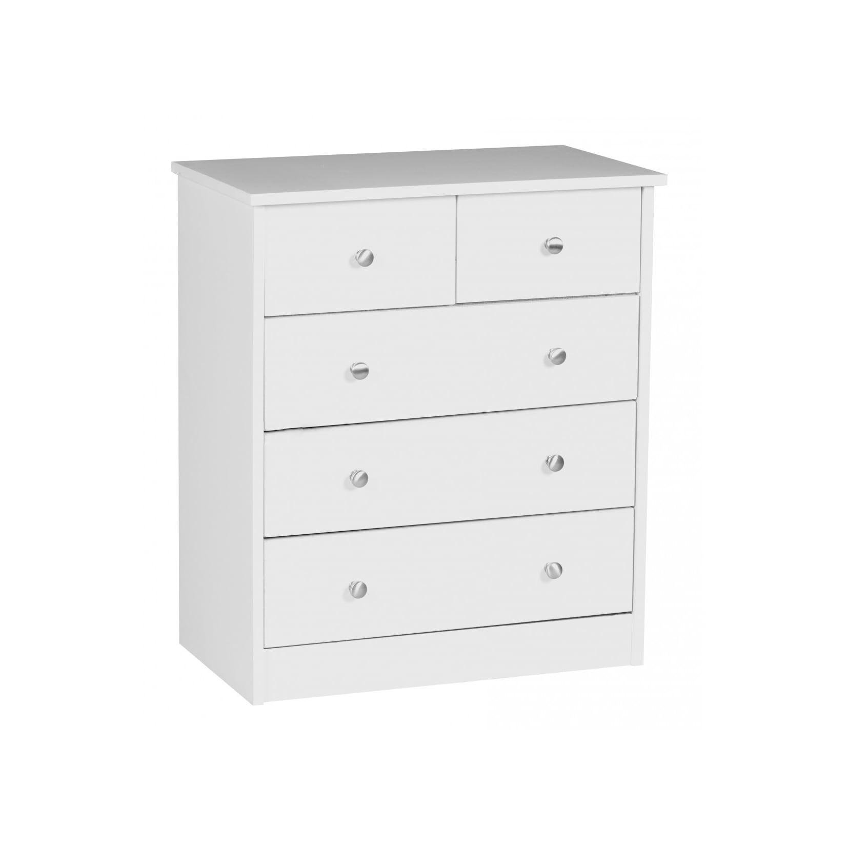 WOHNLING Kommode Weiß 60 x 70 x 35 cm Sideboard Anrichte mit 5 Schubläden