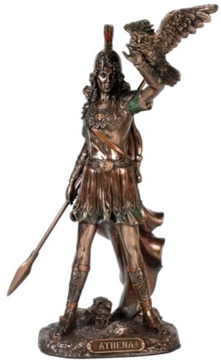 Parastone Athena Griekse god bronzen beeld voor op tafel, Hoogte: 20 cm