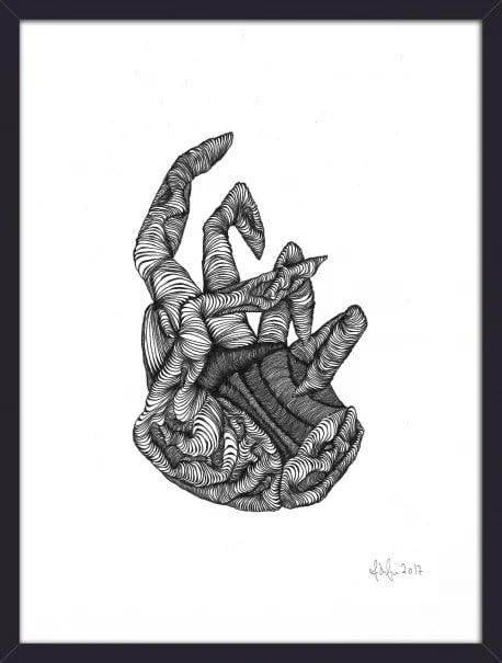 Nordal Hand illustration zwart/wit