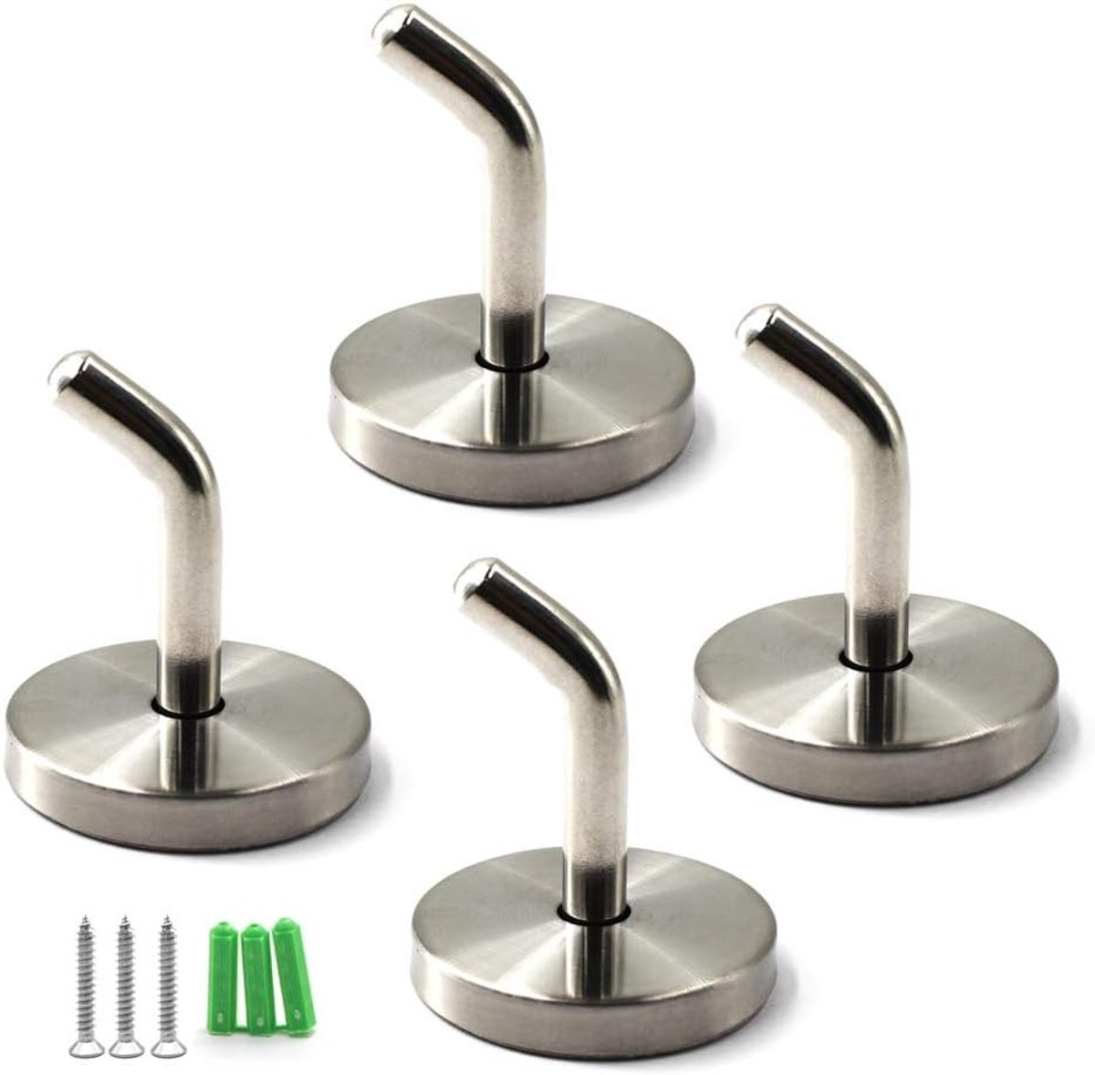 Set van 4 duurzame RVS lange neus wandhaken voor keukengerei, kleding en accessoires, 50 mm